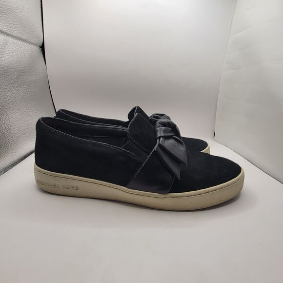 Women's Michael Kors Size 8 slip-on shoe black/white with bow - Picture 3 of 12